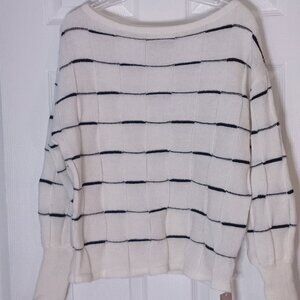 Women’s Ivory Black Stripe Knit Sweater NWT
